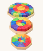 The Grimm's large, medium and small Octagon Puzzles shown next to each other for scale. 