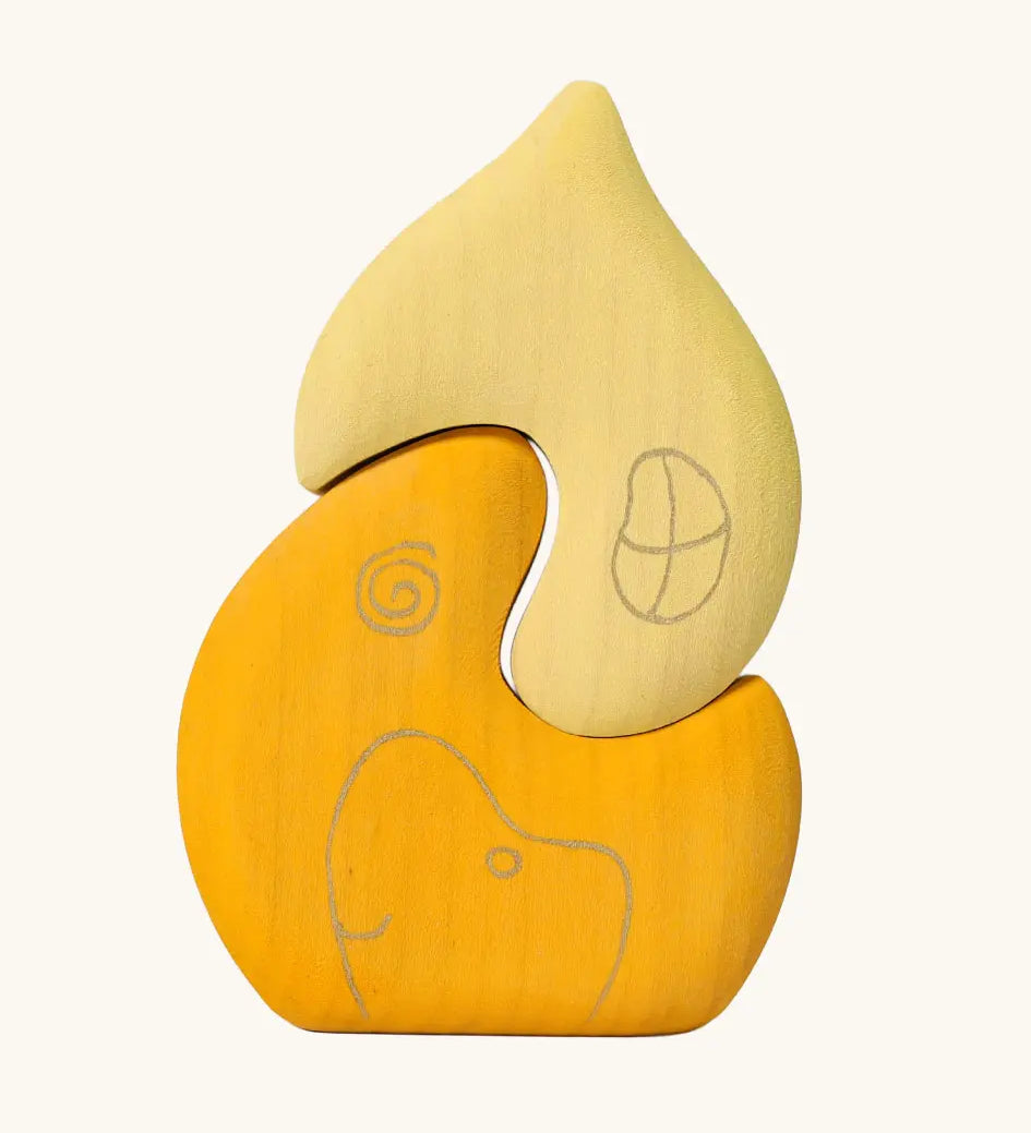 Grimm's yellow onion house stacking toy. 2 piece wooden block set.