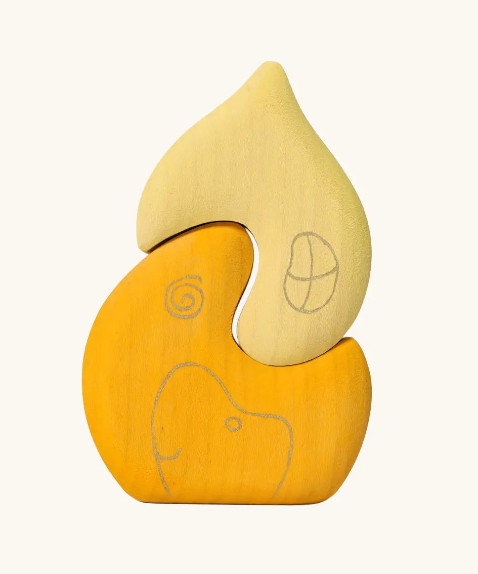 Grimm's yellow onion house stacking toy. 2 piece wooden block set.