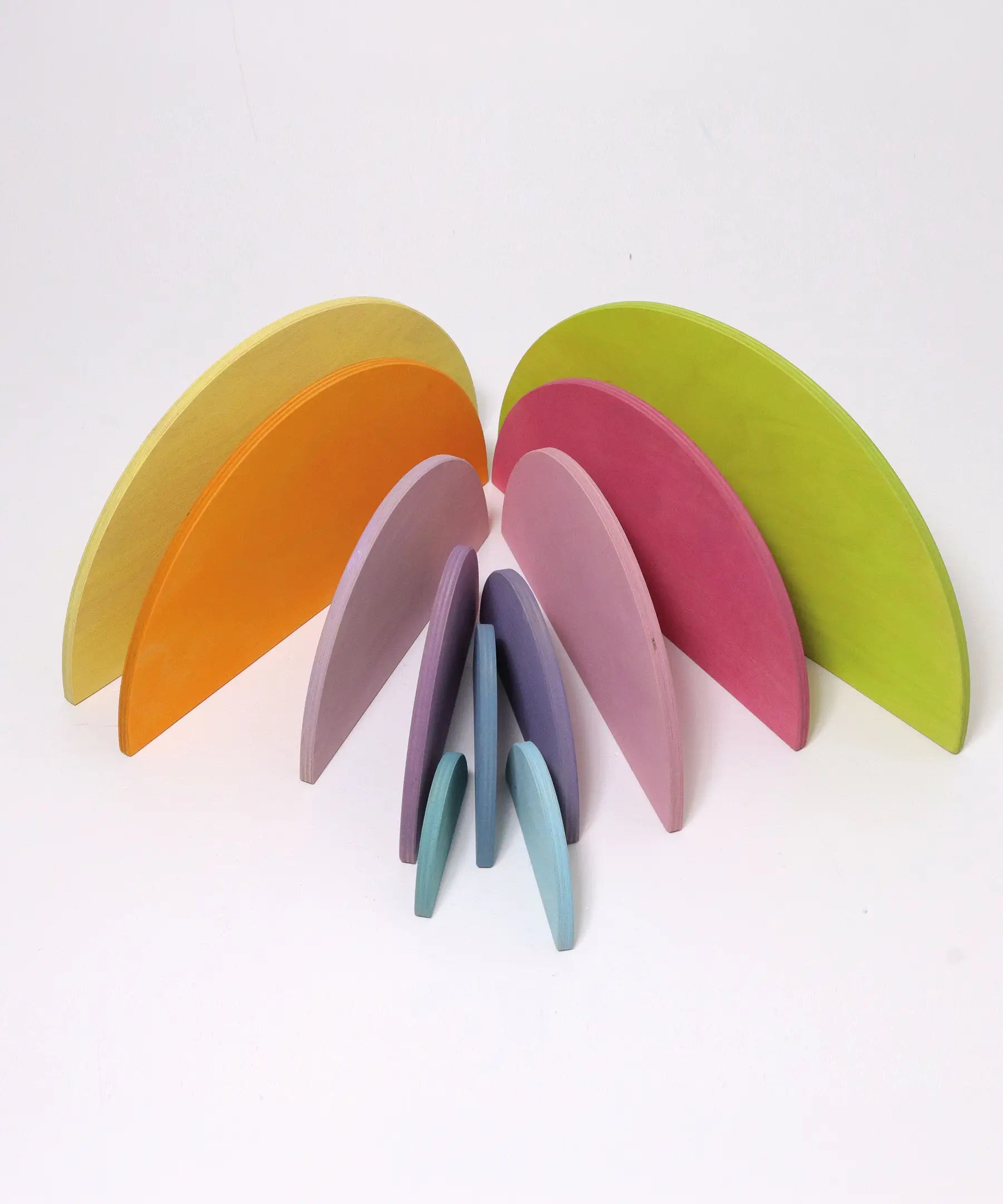 Grimms wooden pastel semi circles standing in uniform