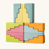 Grimm's pastel stepped roofs wooden building blocks.