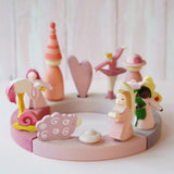 A pretty pink display using the Grimm's Celebration Ring, various decorative figures, Ostheimer and Grapat figures and Ambrosius dolls available at Babipur.