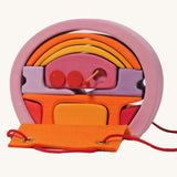 Grimm's Pink Mobile Home wooden Toy Set.