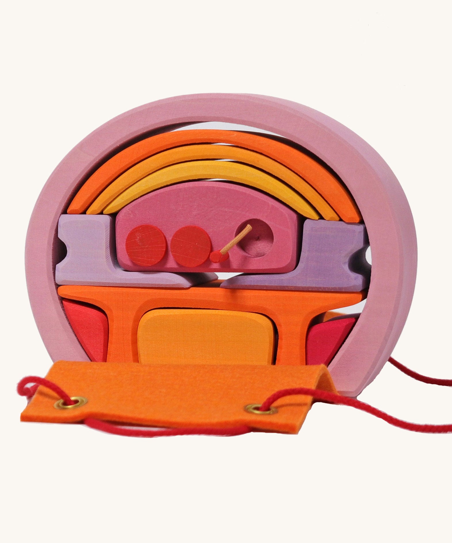 Grimm's Pink Mobile Home wooden Toy Set.
