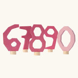 Grimm's decorative numbers set 6 to 9 & 0 in shades of pink.