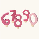 Grimm's decorative numbers set 6 to 9 & 0 in shades of pink.