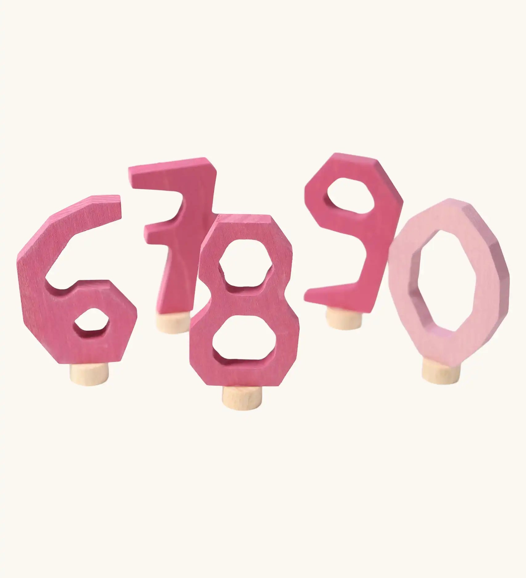 Grimm's decorative numbers set 6 to 9 & 0 in shades of pink.