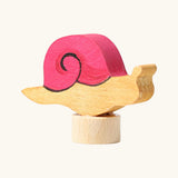 Grimms handcrafted wooden snail with pink shell decorative figure for the celebration ring or spiral