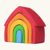 Grimm's house. Includes 5 handcrafted wooden house shapes in a rainbow palette. Perfect for building and open ended play