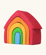 Grimm's house. Includes 5 handcrafted wooden house shapes in a rainbow palette. Perfect for building and open ended play