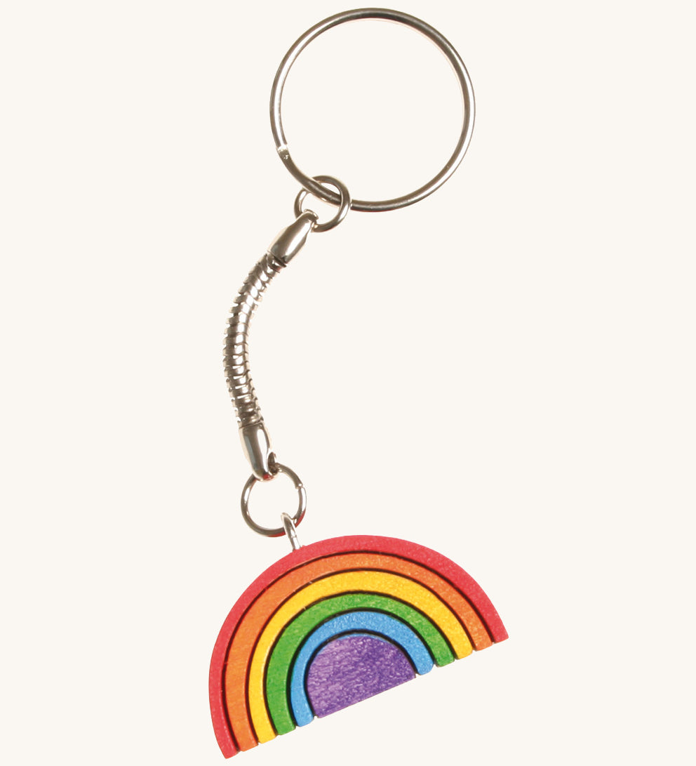 Grimm's Wooden Rainbow Keyring. Add another rainbow to your collection from our range of wooden toys and decorations available here at Babipur. 