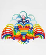 A large build made from various Grimms wooden rainbow building blocks