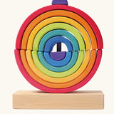 Grimm's rainbow stacking tower. 2 7-piece rainbows on a stacking pole.