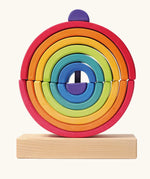 Grimm's rainbow stacking tower. 2 7-piece rainbows on a stacking pole.
