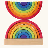 Grimm's rainbow stacking tower. 2 7-piece rainbows on a stacking pole.
