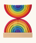 Grimm's rainbow stacking tower. 2 7-piece rainbows on a stacking pole.