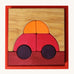 Grimm's red building set. A set of red, purple and natural wooden blocks that create a car shape when placed into the red coloured wooden storage tray that it comes with. These Grimm's toys are part of a wide range of wooden toys available here at Babipur. 