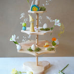 A Grimm's Seasonal Festivity Stand decorated with Spring themed items. 