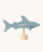 Grimm's Shark Decorative Figure. A grey coloured shark figure to fit onto the Grimm's celebration rings. These Waldorf inspired decorative figures are part of a wide range of wooden decorations for celebration rings available here at Babipur. 