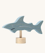 Grimm's Shark Decorative Figure. A grey coloured shark figure to fit onto the Grimm's celebration rings. These Waldorf inspired decorative figures are part of a wide range of wooden decorations for celebration rings available here at Babipur. 