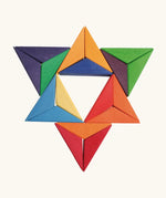 A abstract shape flatlay using pieces from the Grimms star complementary set. 