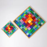 Grimm's Small Stepped Pyramid in a wooden tray next to the large version.