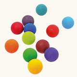 Set of 12 small bright rainbow Grimms wooden balls, perfect for sorting, counting and ball run games