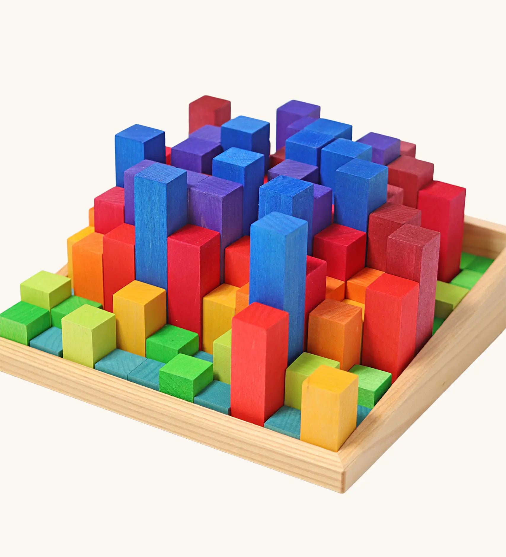 Grimm's small stepped counting blocks in a tray.