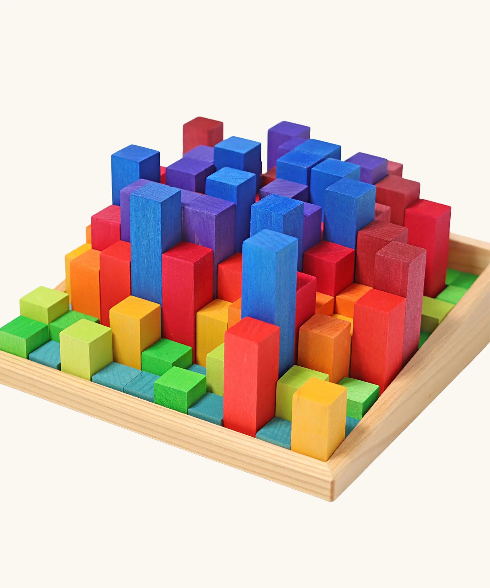 Grimm's small stepped counting blocks in a tray.