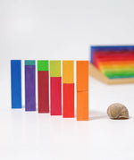 Blocks from the Grimm's small stepped counting blocks stacked up.