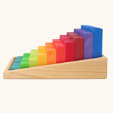Side of the Grimm's small stepped counting blocks in a tray.