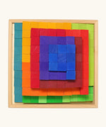 Overhead view of the Grimm's small stepped counting blocks in a tray.