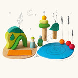 Grimm's small world play by the woods handcrafted wooden toy set.