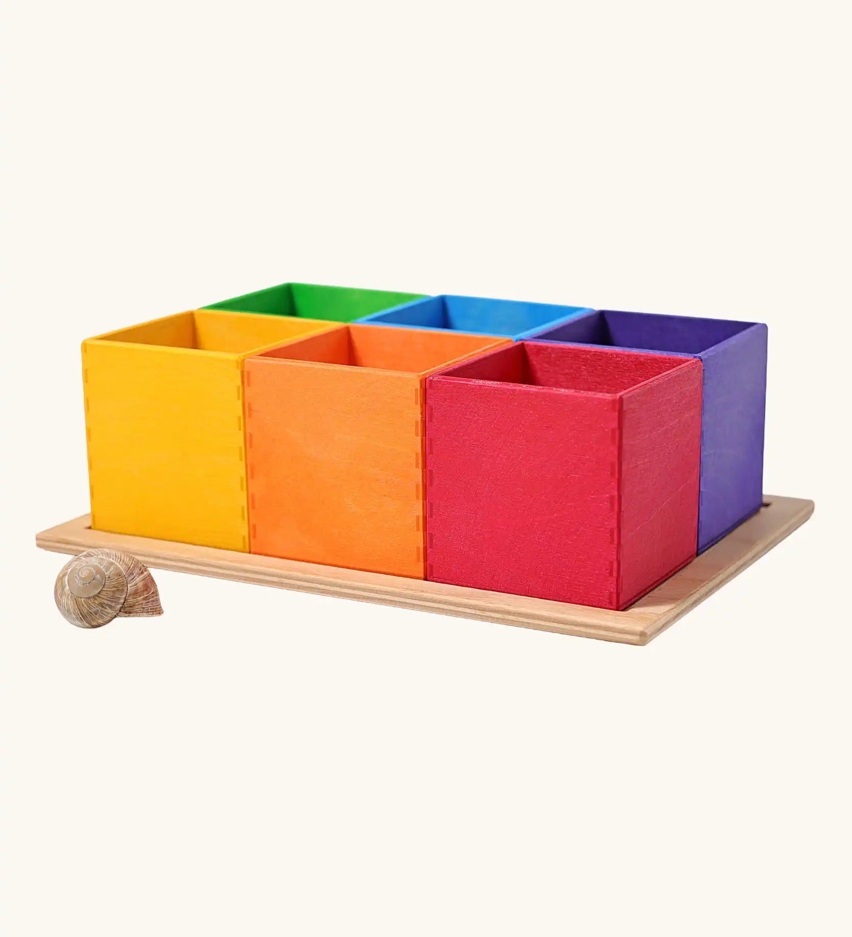 Grimm's small sorting helper wooden boxes 6 piece set.