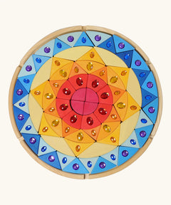 Grimms sparkling mandala set includes brightly coloured pieces in different shapes with jewels and circular frame
