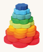 Grimm's Stacking rainbow Flowers Tower on a plain background. 