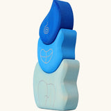 Grimm's blue tower drops wooden stacking toy.
