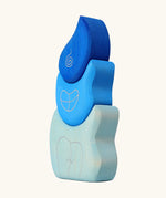Grimm's blue tower drops wooden stacking toy.