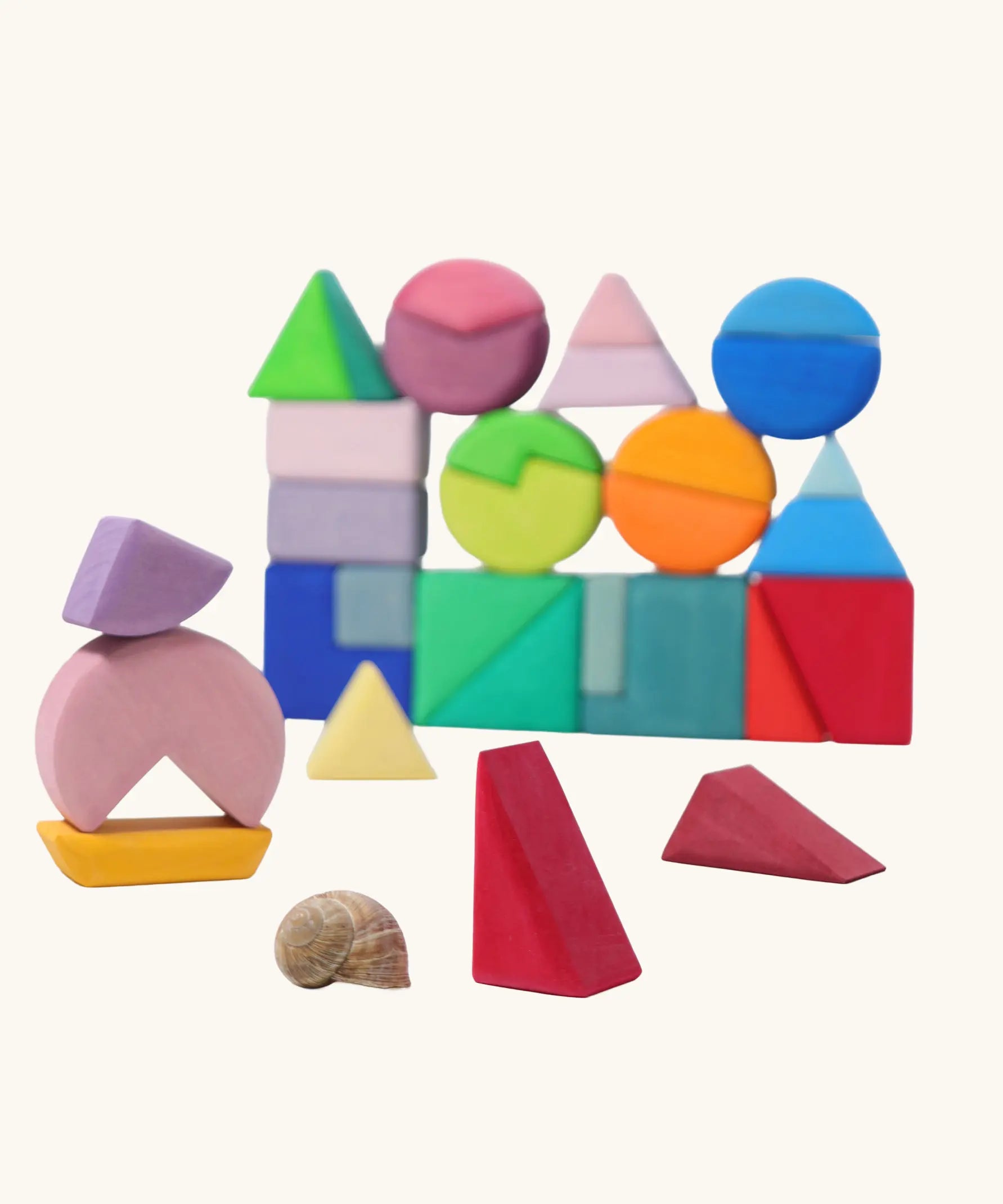 Grimm's triangle, square, circle fractions wooden toy set.