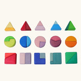 Grimm's triangle, square, circle fractions wooden toy set.