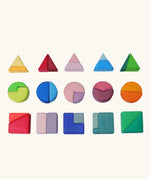 Grimm's triangle, square, circle fractions wooden toy set.