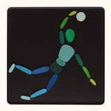 A basketball player made from the Grimm's bright wooden two bodies magnetic pieces displayed in a tin 