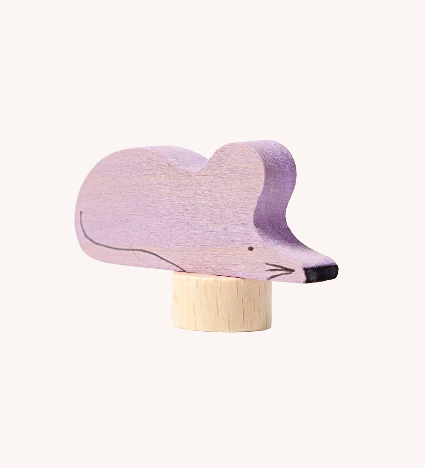 Grimm's violet mouse, a purple decorative figure to fit on the Grimm's celebration rings. These Waldorf inspired decorative figures are part of a wide range of wooden decorations for celebration rings available here at Babipur.