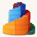 Grimm's Counter-Rotating Stepped Spiral wooden block set. 