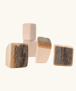 Grimm's 15 wooden blocks with natural bark.