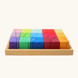 Grimm's sloping blocks building set in a wooden storage display tray.