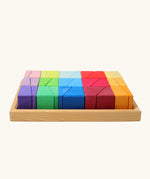 Grimm's sloping blocks building set in a wooden storage display tray.