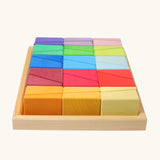 Grimm's sloping blocks building set in a wooden storage display tray.
