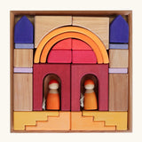 Grimms wooden desert sand set. A 28 wooden block set with a wooden tray. Perfect for imaginative play