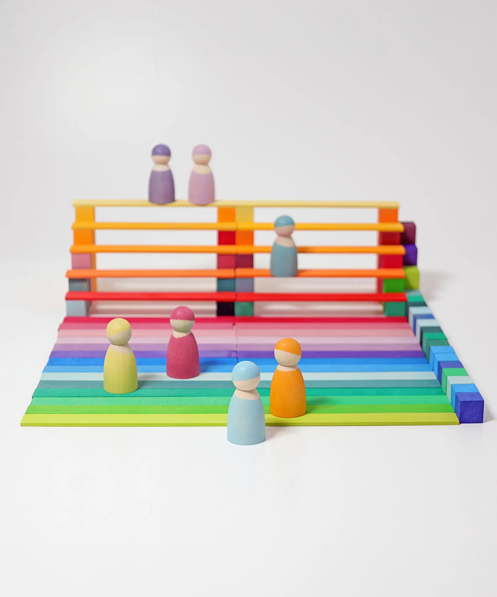 A small stadium build made from the Grimm's wooden Leonardo sticks.